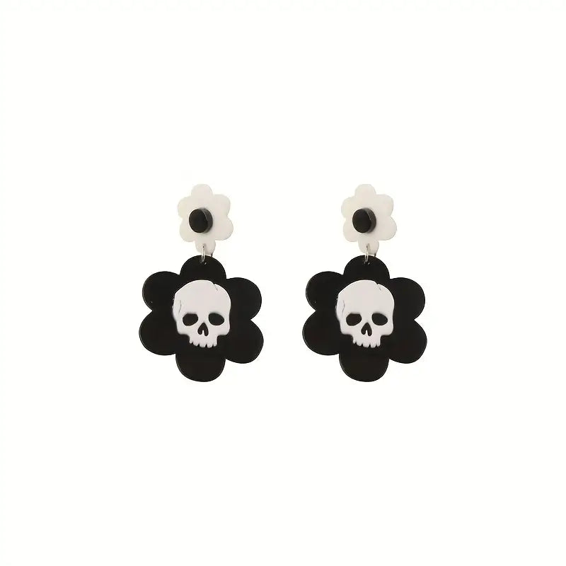Retro Flower Skull Earring