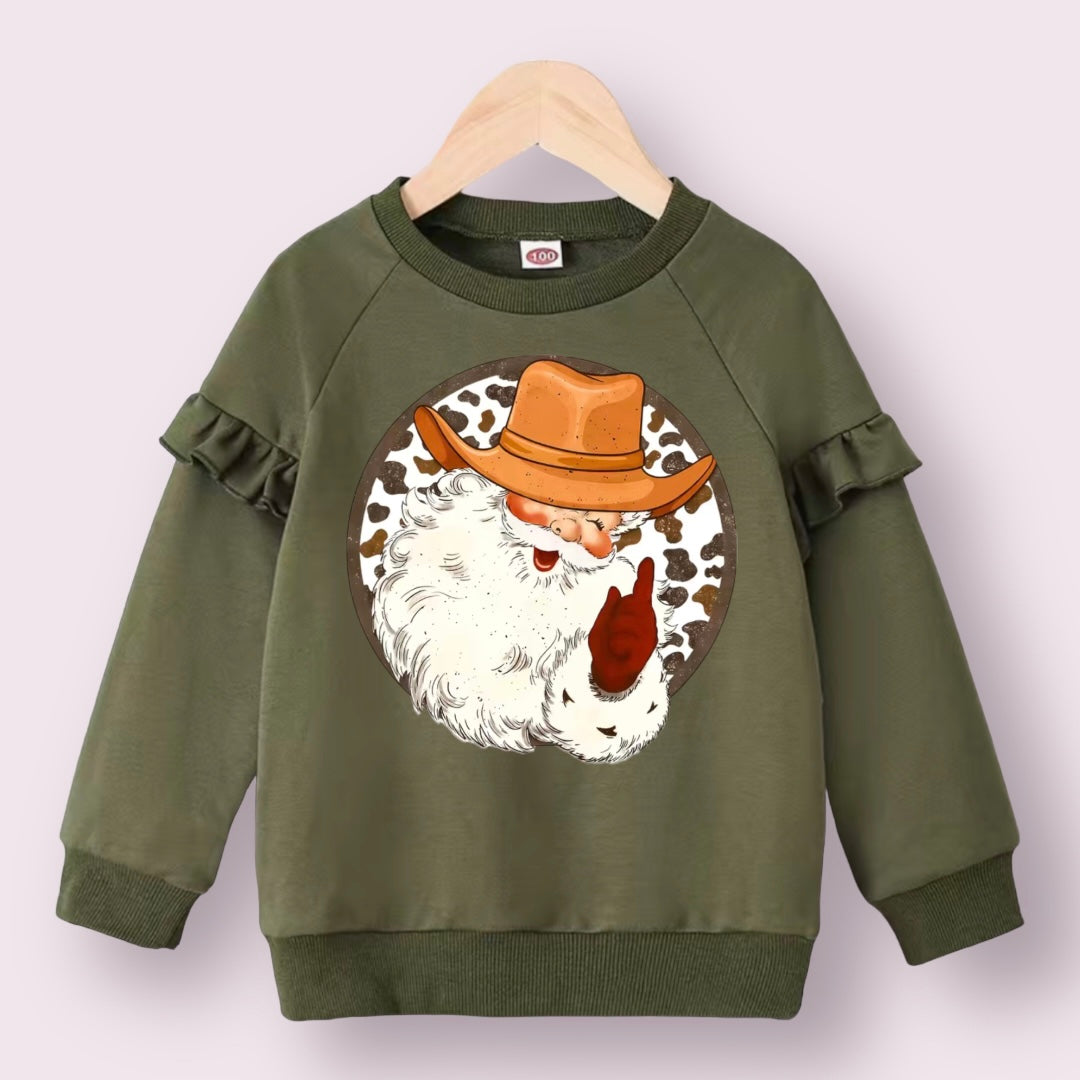 Toddler/Youth Western Cowboy Santa Crewneck