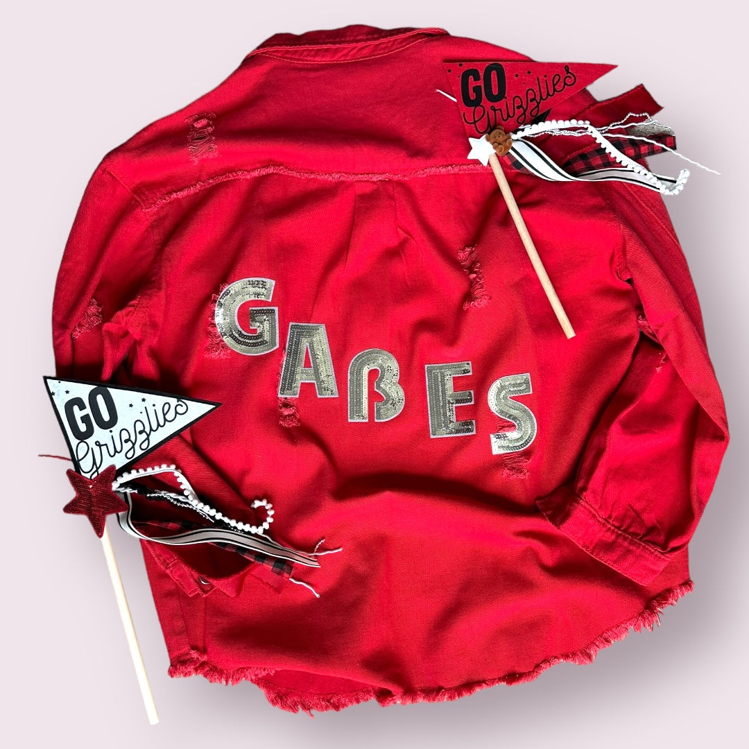 Gabes Red Denim Destroyed Jacket {Adult}