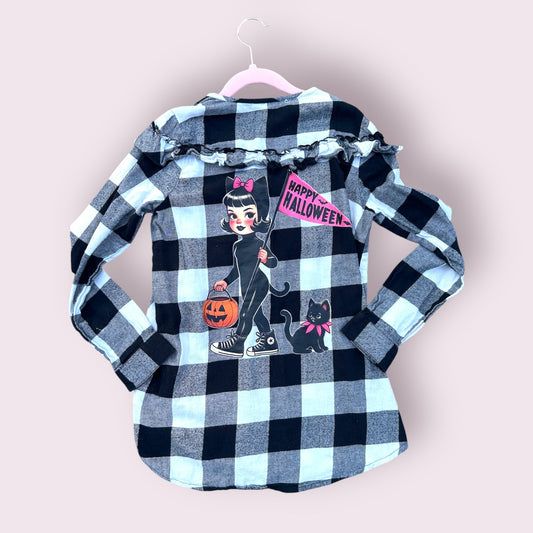 Halloween Cat Girl Flannel