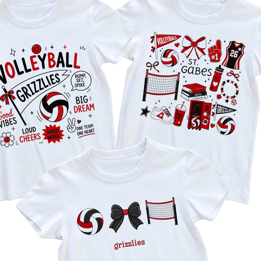 St. Gabriel Grizzlies VOLLEYBALL T-Shirt (Youth + Adult)