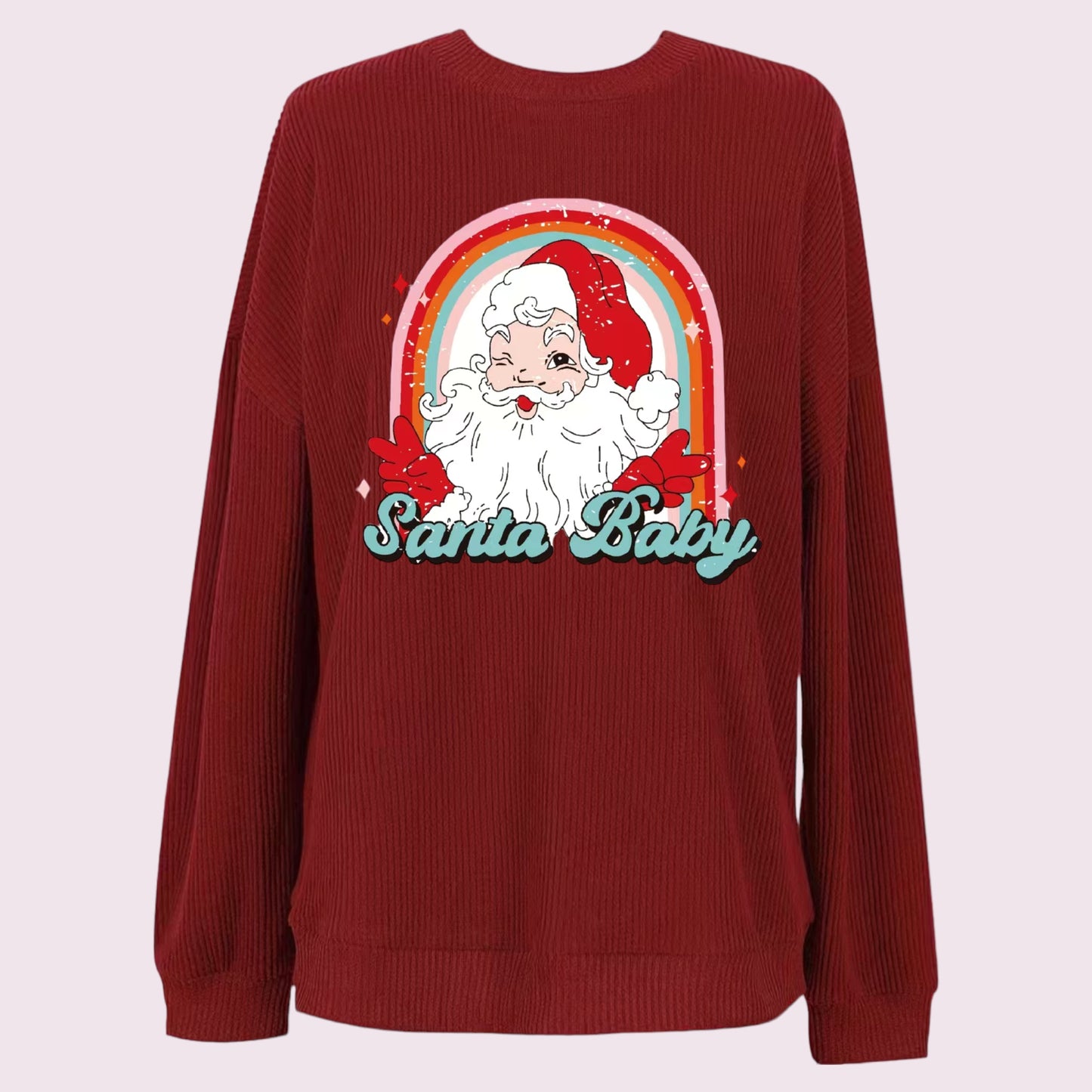 Adult Comfy Corded Santa Baby Crewneck